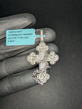 Solid 925 Sterling Silver VVS D Moissanite Rose Vine Wrapped Cross Pendant
