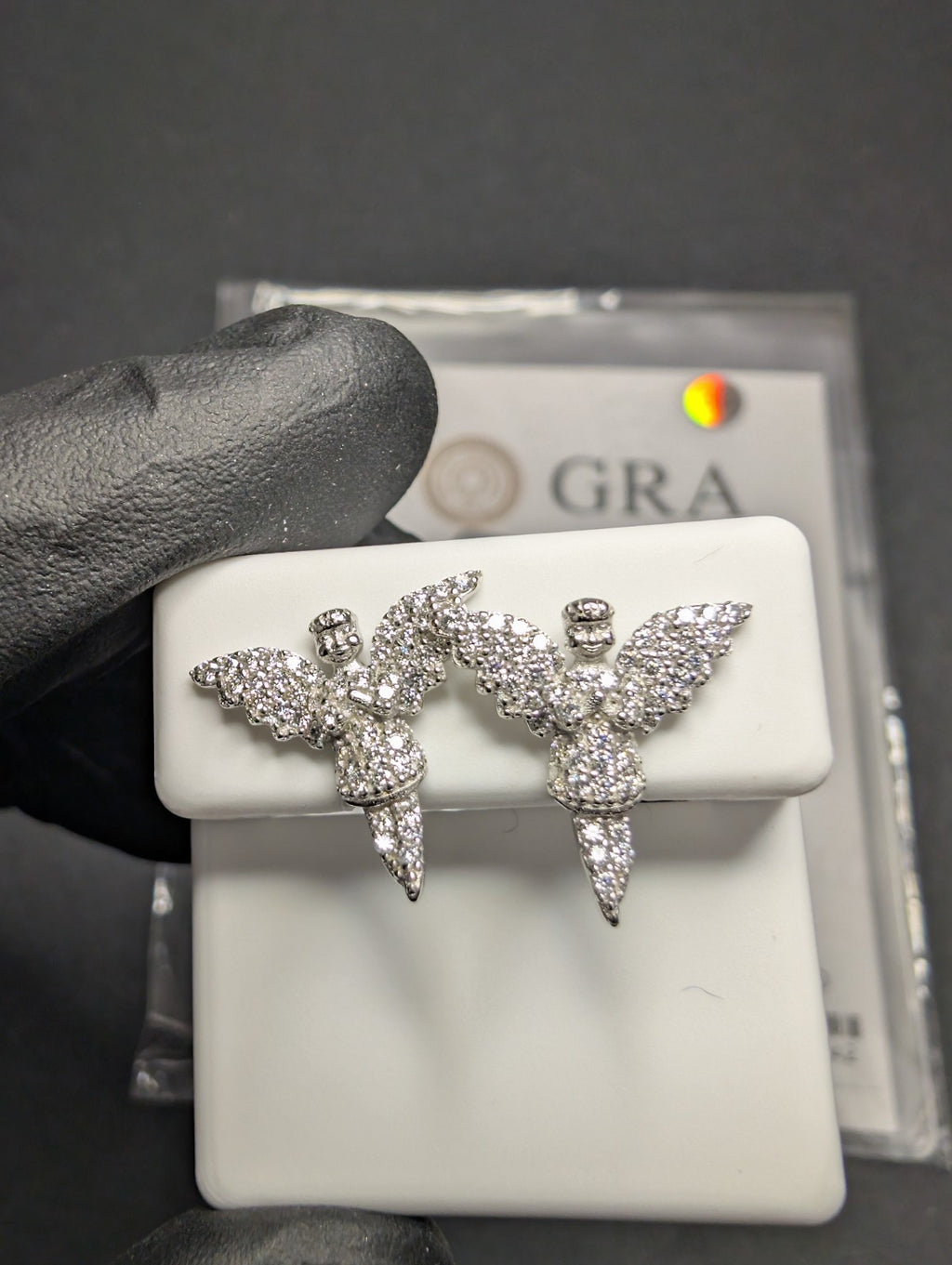 Solid 925 Sterling Silver GRA Certified Moissanite Praying Angel Earrings