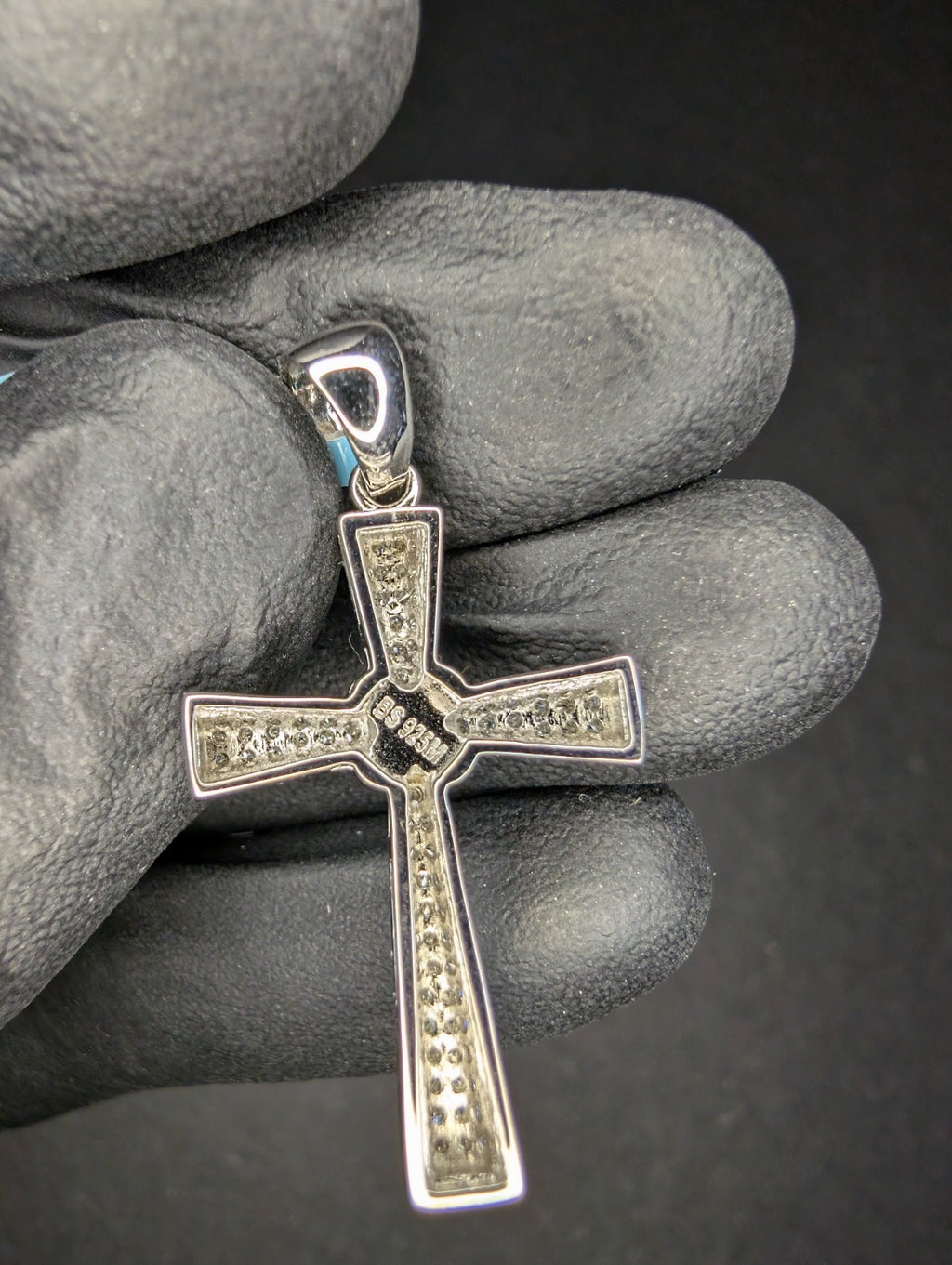 Solid 925 Sterling Silver VVS D Moissanite Pave X Cross Pendant