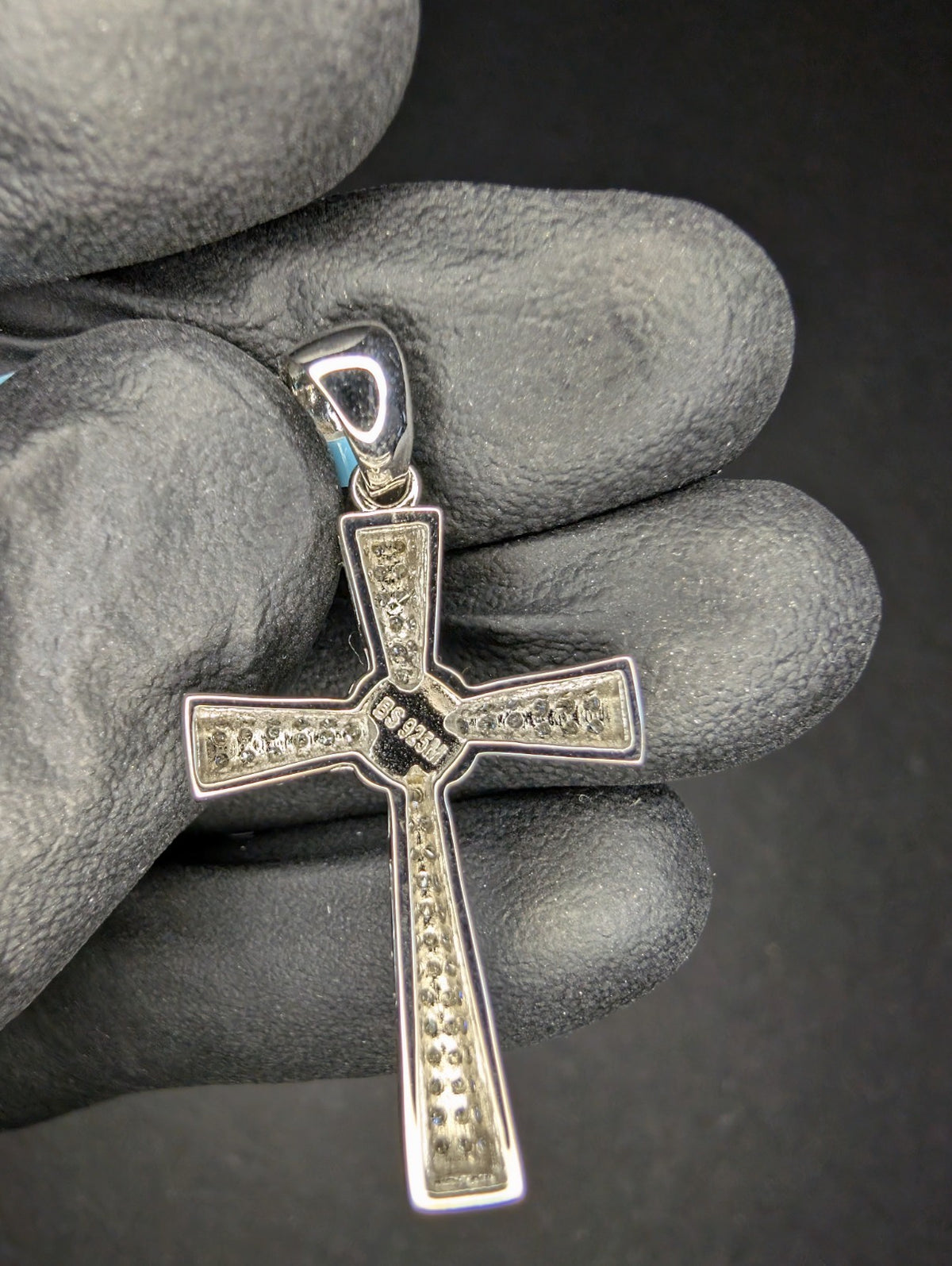 Solid 925 Sterling Silver VVS D Moissanite Pave X Cross Pendant
