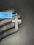 Solid 925 Silver Iced Out VVS Moissanite Double-lined Frame Cross Pendant
