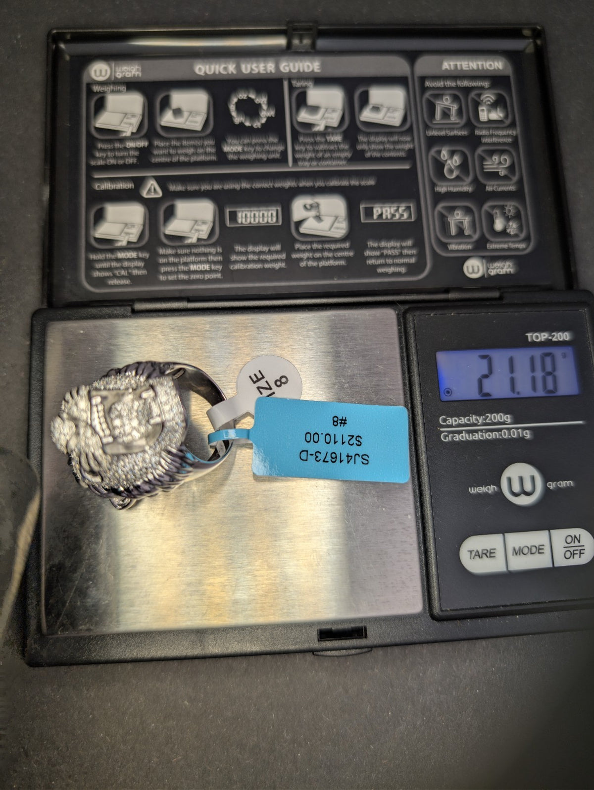 Solid 925 Sterling Silver VVS D Moissanite Huge Lion Head Ring Size 8