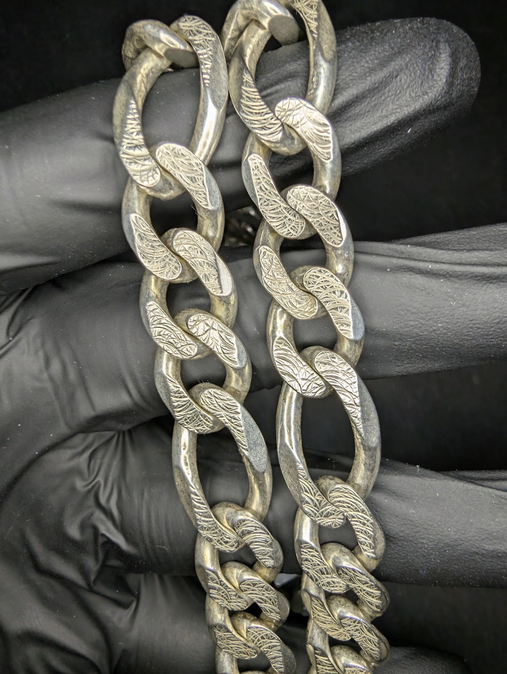 Solid 925 Sterling Silver 26" 14.0mm Reversible Diamond Cut Figaro Necklace