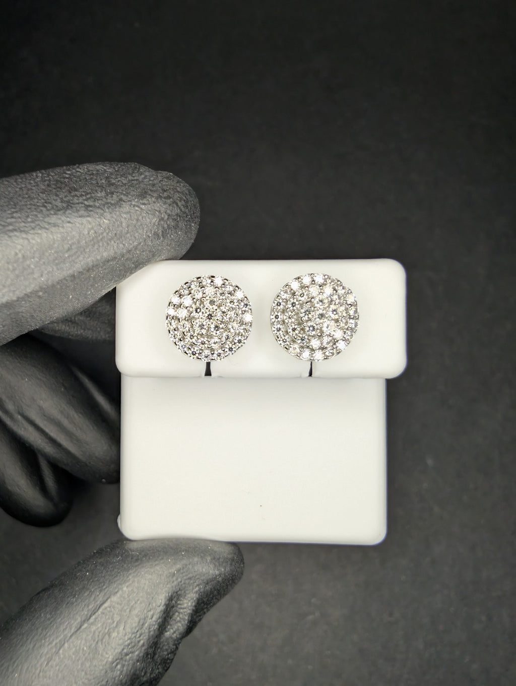 Solid 925 Silver VVS D Moissanite 9.6mm Step Up Cluster Double Halo Studs