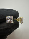 Gold over Solid 925 Sterling Silver 7.5mm Princess Cut CZ Stone Stud Earrings