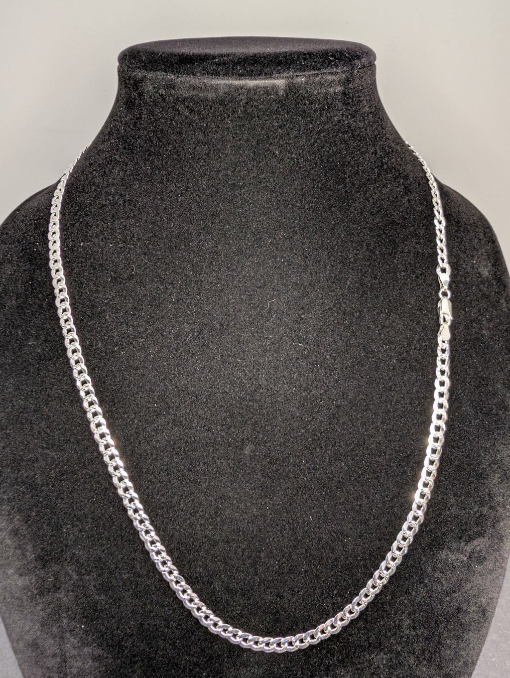 Solid 925 Italian Sterling Silver 24" 5.3mm Diamond Cut Flat Cuban Necklace