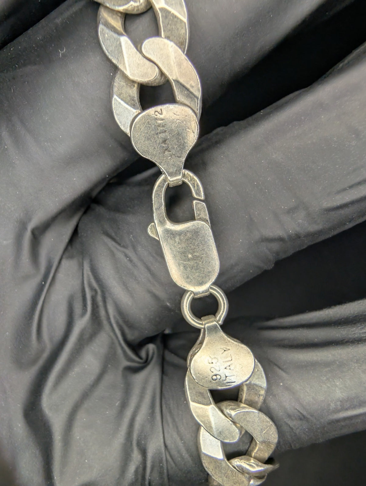 Solid 925 Italian Sterling Silver 22" 10.3mm Flat Cuban Necklace