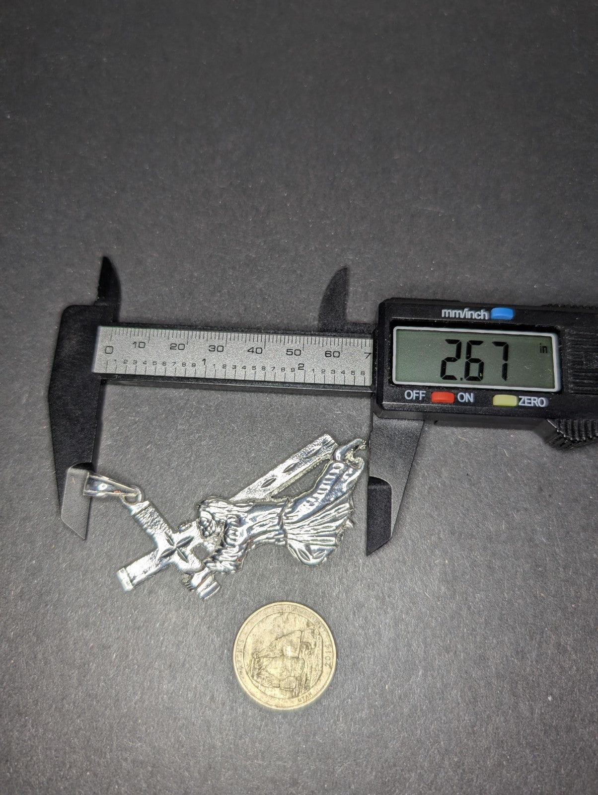 Solid 925 Sterling Silver Jesus Carrying the Cross Pendant
