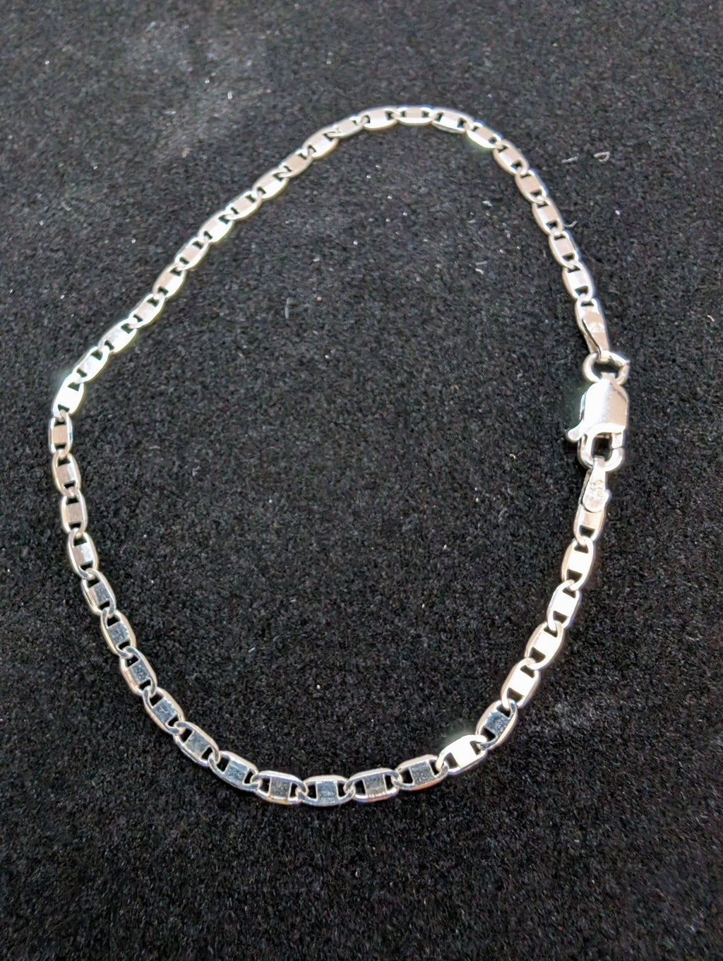 Solid 925 Sterling Silver 7in 2.4mm Mariner Link Bracelet
