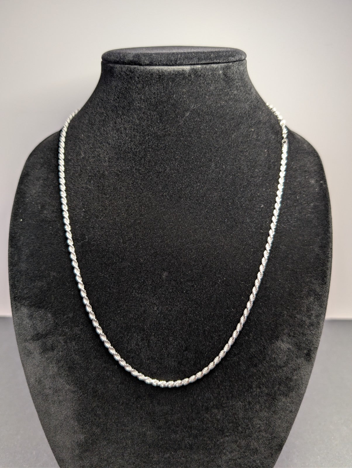 Solid 925 Italian Sterling Silver 2.8mm 24'' Rope Chain Necklace