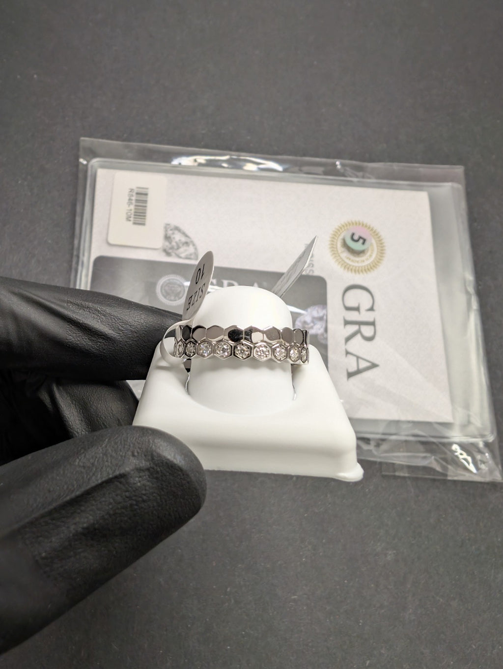 Solid 925 Silver GRA Certified Moissanite Stackable Eternity Band Ring Size 10