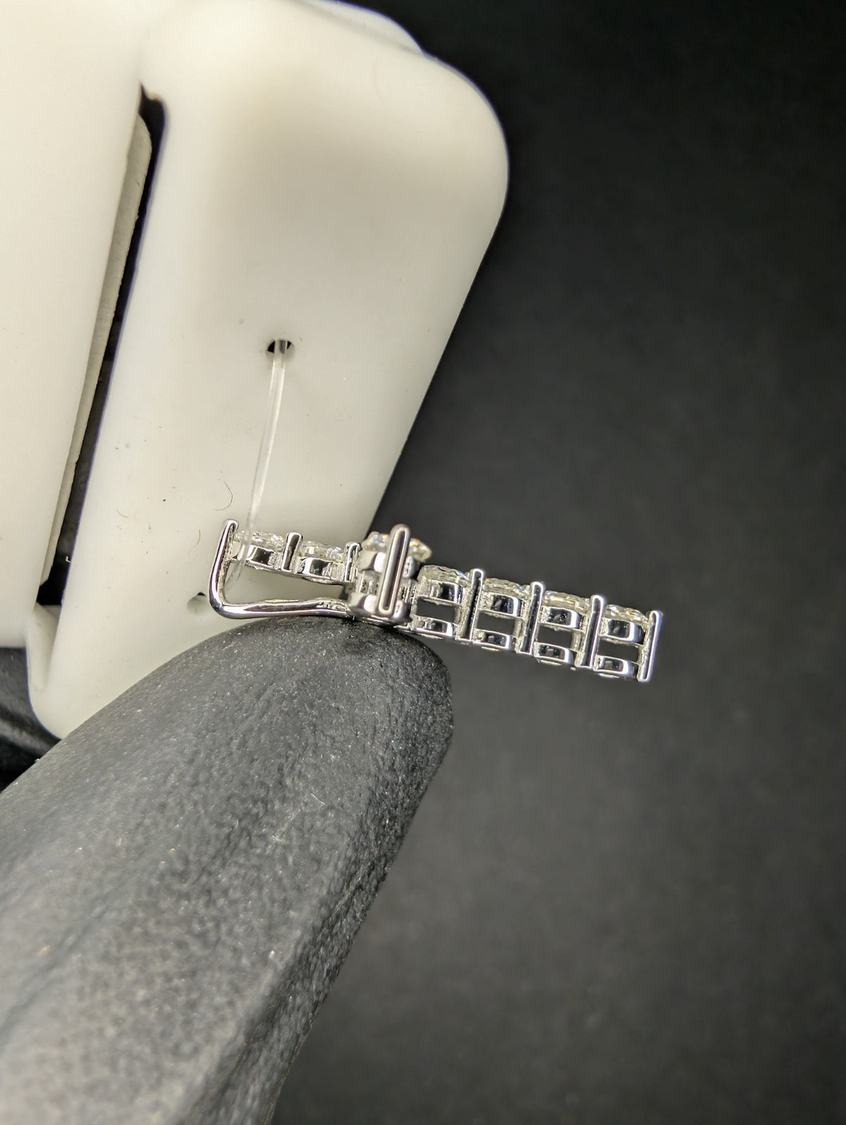 Solid 925 Silver GRA Certified Moissanite Hidden Bail Tennis Cross Pendant