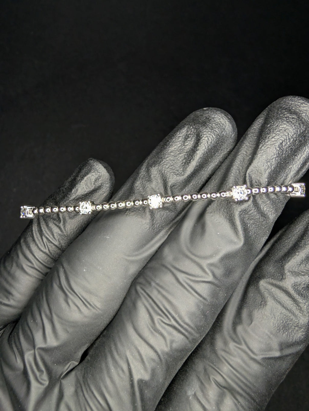 Solid 925 Sterling Silver 6.7” VVS D Moissanite Beaded Tennis Bracelet