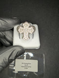 Solid 925 Sterling Silver Iced Out VVS D Moissanite Cross Ring Size 10
