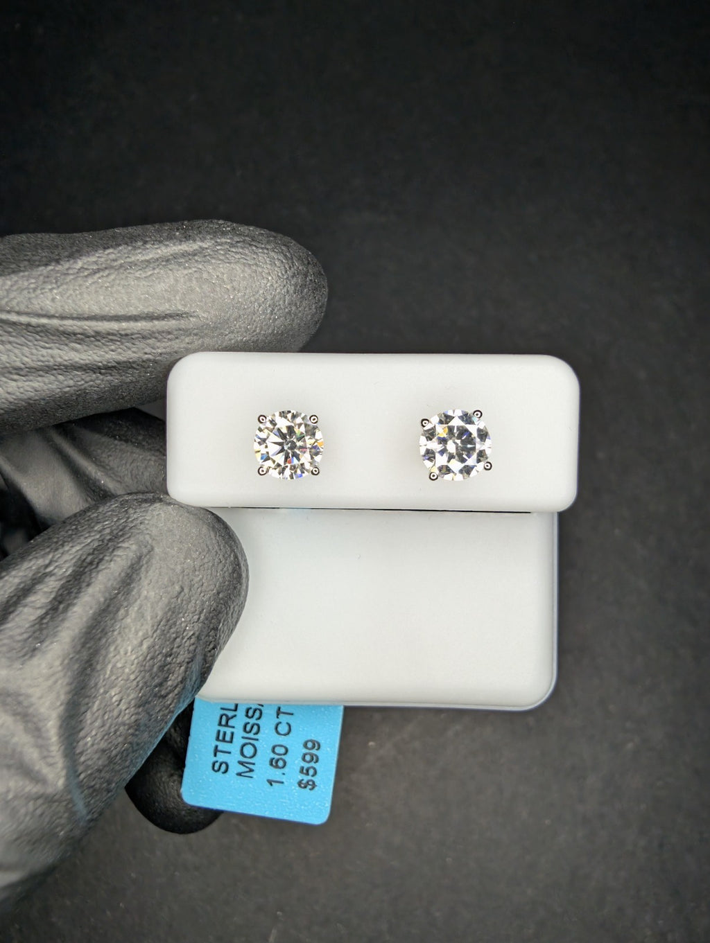Solid 925 Sterling Silver VVS D 6mm Moissanite Solitaire Studs 1.6CTW