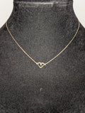 Solid 14K Yellow Gold Dainty 16in Necklace with Open Heart Diamond Pendant