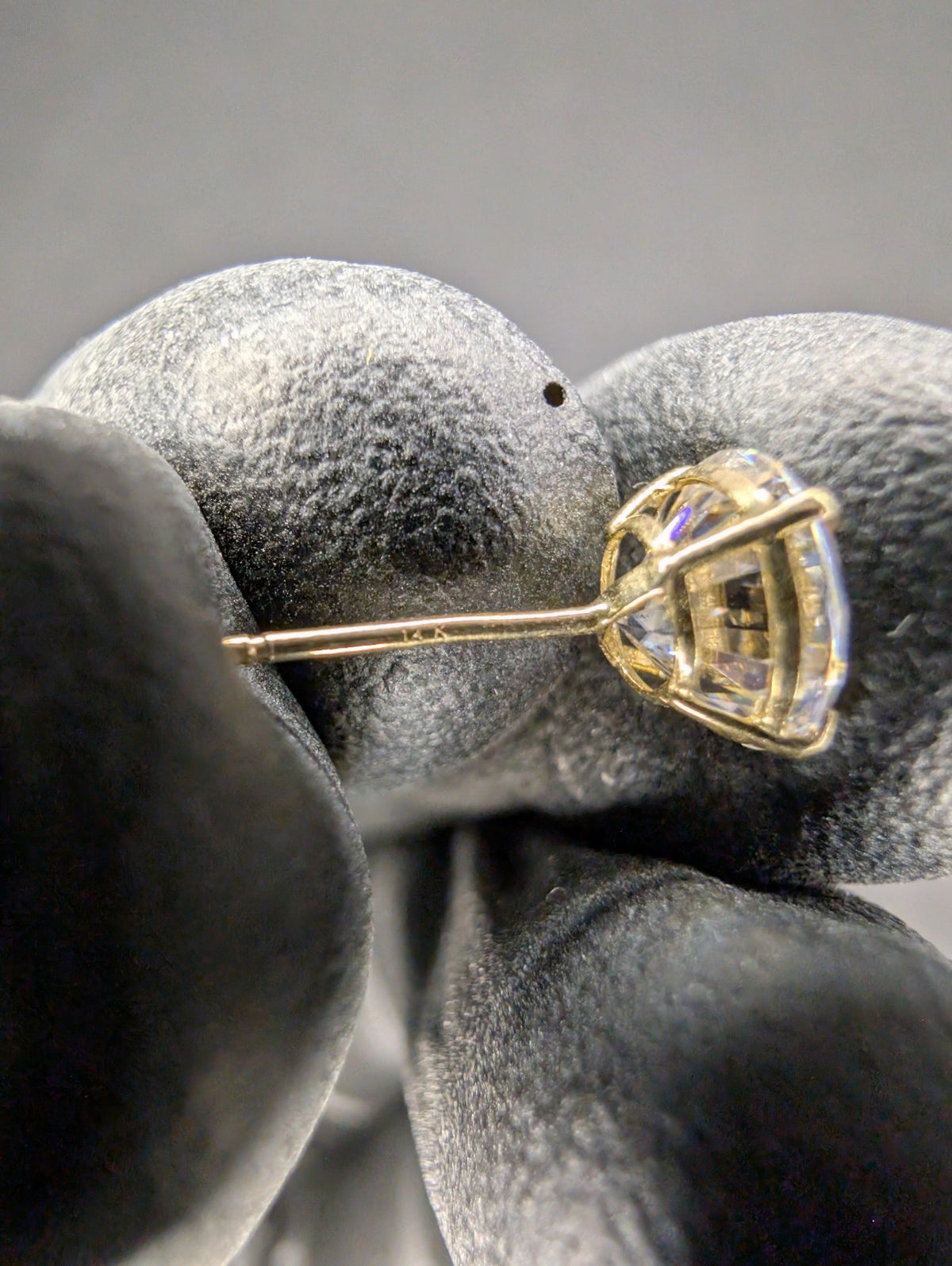 Solid 14K Yellow Gold VVS D 7.0mm Round Cut Moissanite Solitaire Studs 2.4ctw