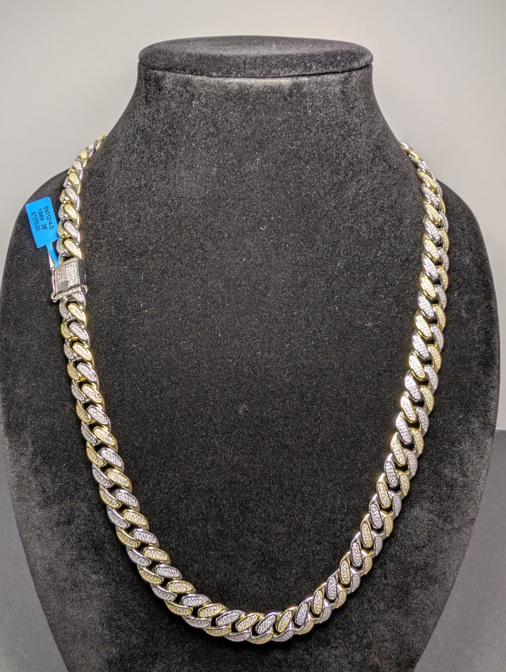 Two Tone Gold over 925 Silver 22" 13mm VVS D Moissanite Miami Cuban Necklace