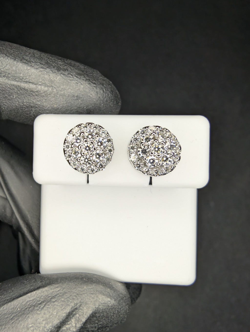Solid 925 Sterling Silver VVS D Moissanite 9.2mm Step Up Honeycomb Halo Studs