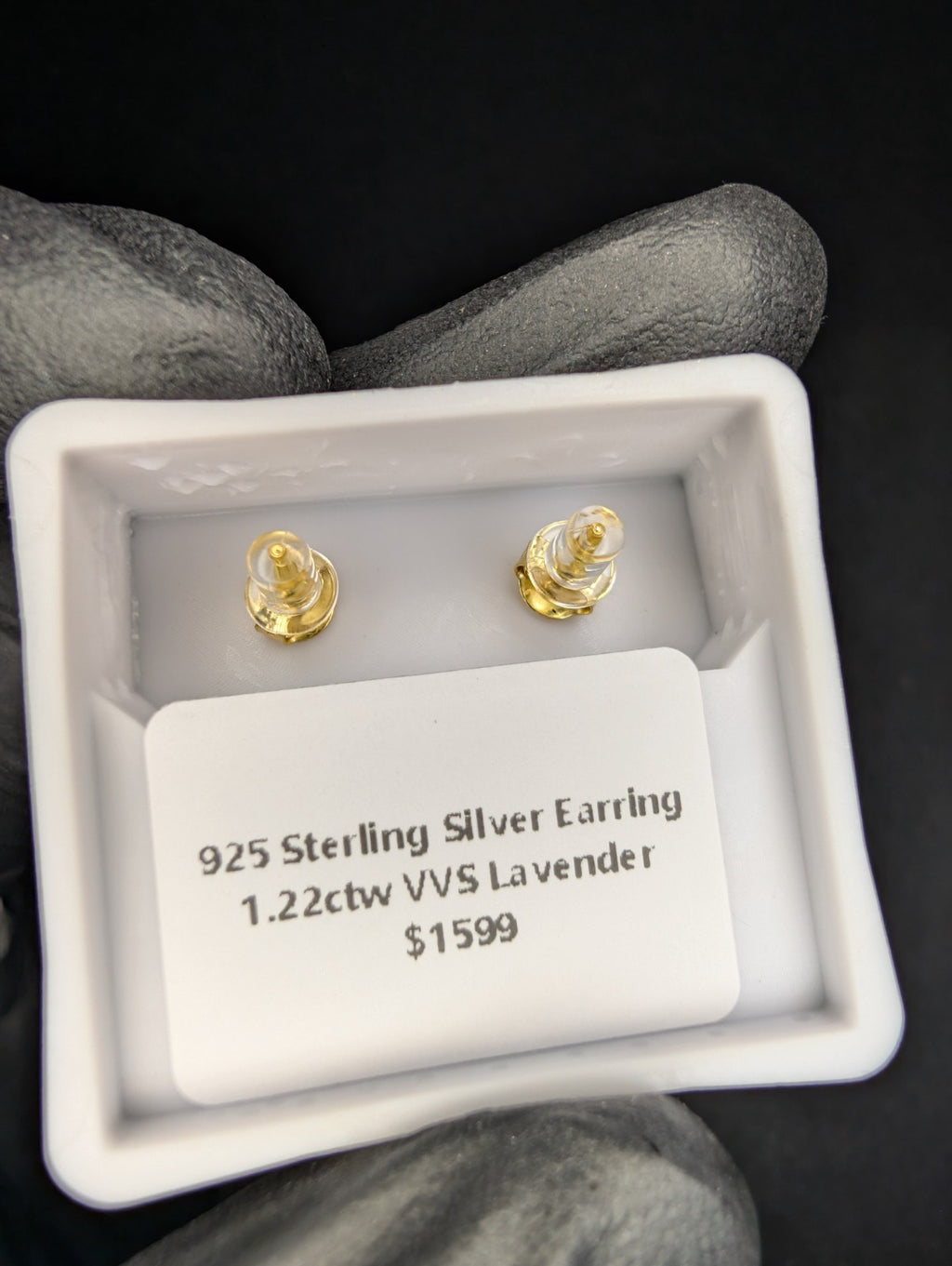 Gold over Solid 925 Silver GRA Certified Lavender Moissanite 7.5mm Halo Studs