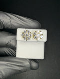 Gold over 925 Silver VVS D Moissanite 9.9mm Honeycomb Cluster Studs