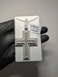 Solid 925 Silver VVS1 D Iced Out Moissanite Large Square Cross Pendant