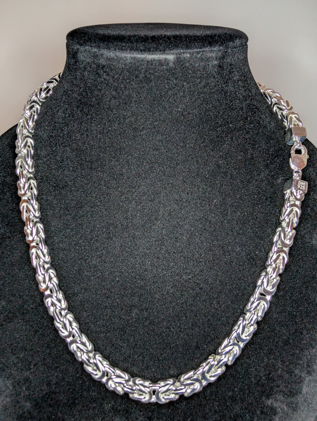 Semi Solid 925 Sterling Silver 7.2mm 22'' Thick Square Byzantine Necklace