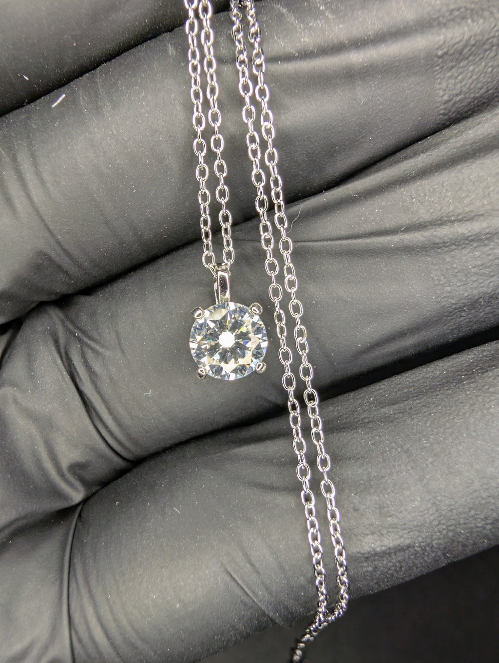 Solid 925 Silver 16.5"- 18" Chain w/ GRA Certified Moissanite Solitaire Pendant
