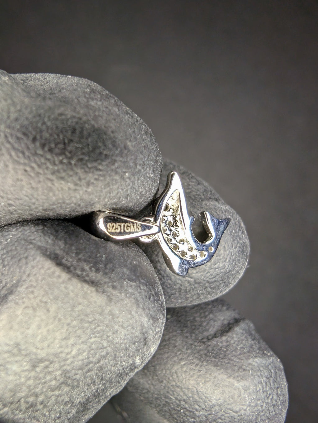 Solid 925 Sterling Silver Iced Out VVS D Moissanite Dainty Dolphin Pendant