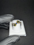 Solid 10k Yellow Gold Round Cut Blue and Green Gem Ring Size 8