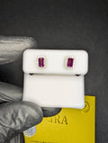Solid 925 Silver GRA Certified Emerald-cut Pink Moissanite with Halo Studs