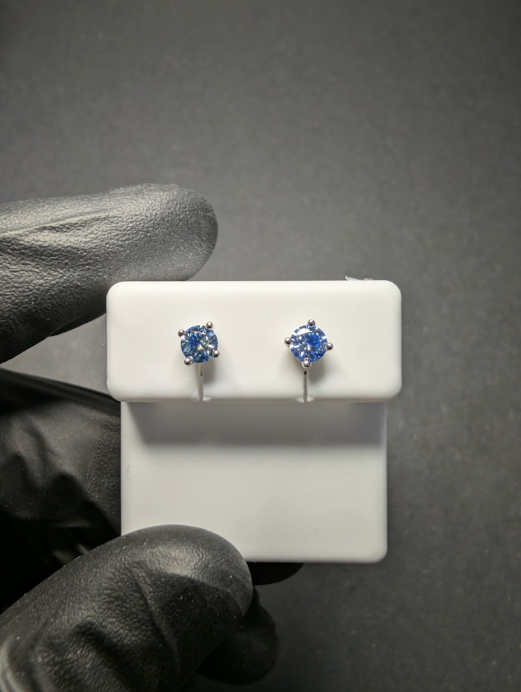 Solid 925 Sterling Silver 4mm Sky Blue Moissanite Solitaire Stud Earrings