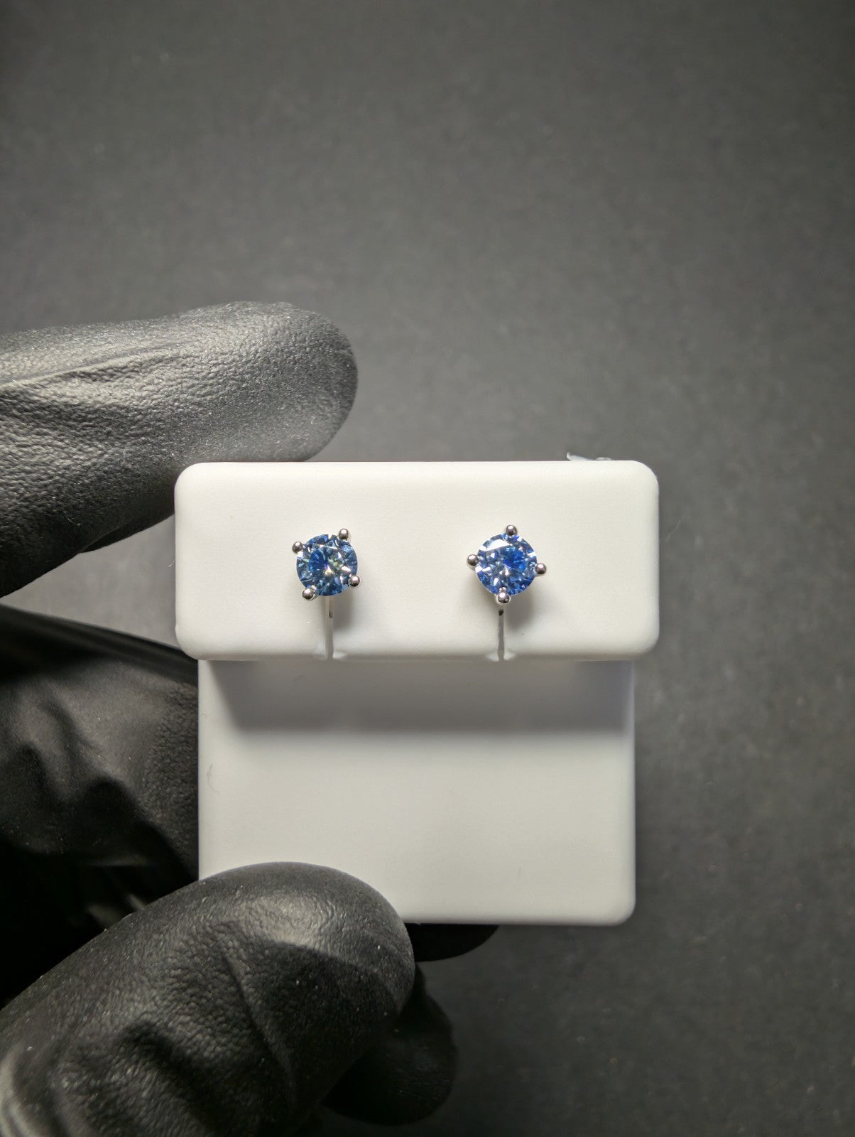 Solid 925 Sterling Silver 4mm Sky Blue Moissanite Solitaire Stud Earrings