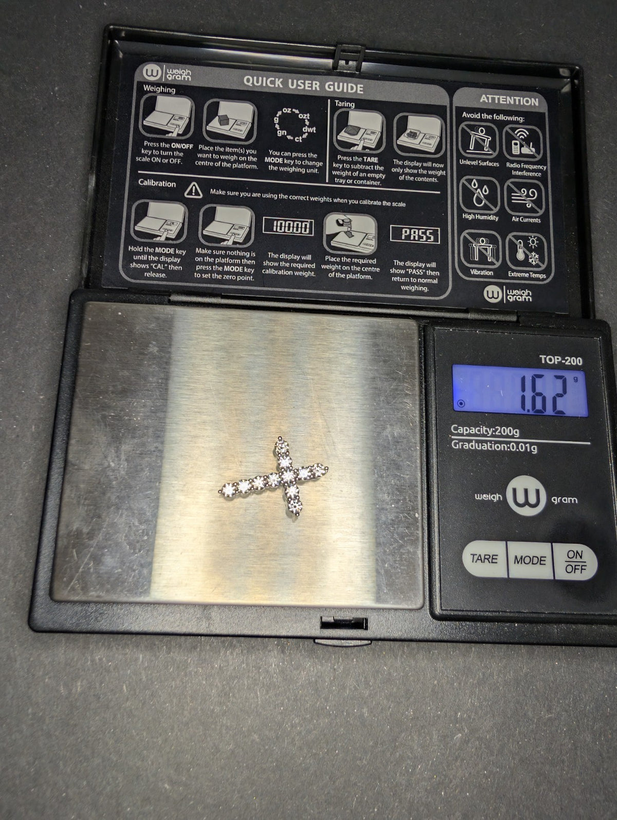 Solid 925 Silver GRA Certified Moissanite Hidden Bail Tennis Cross Pendant