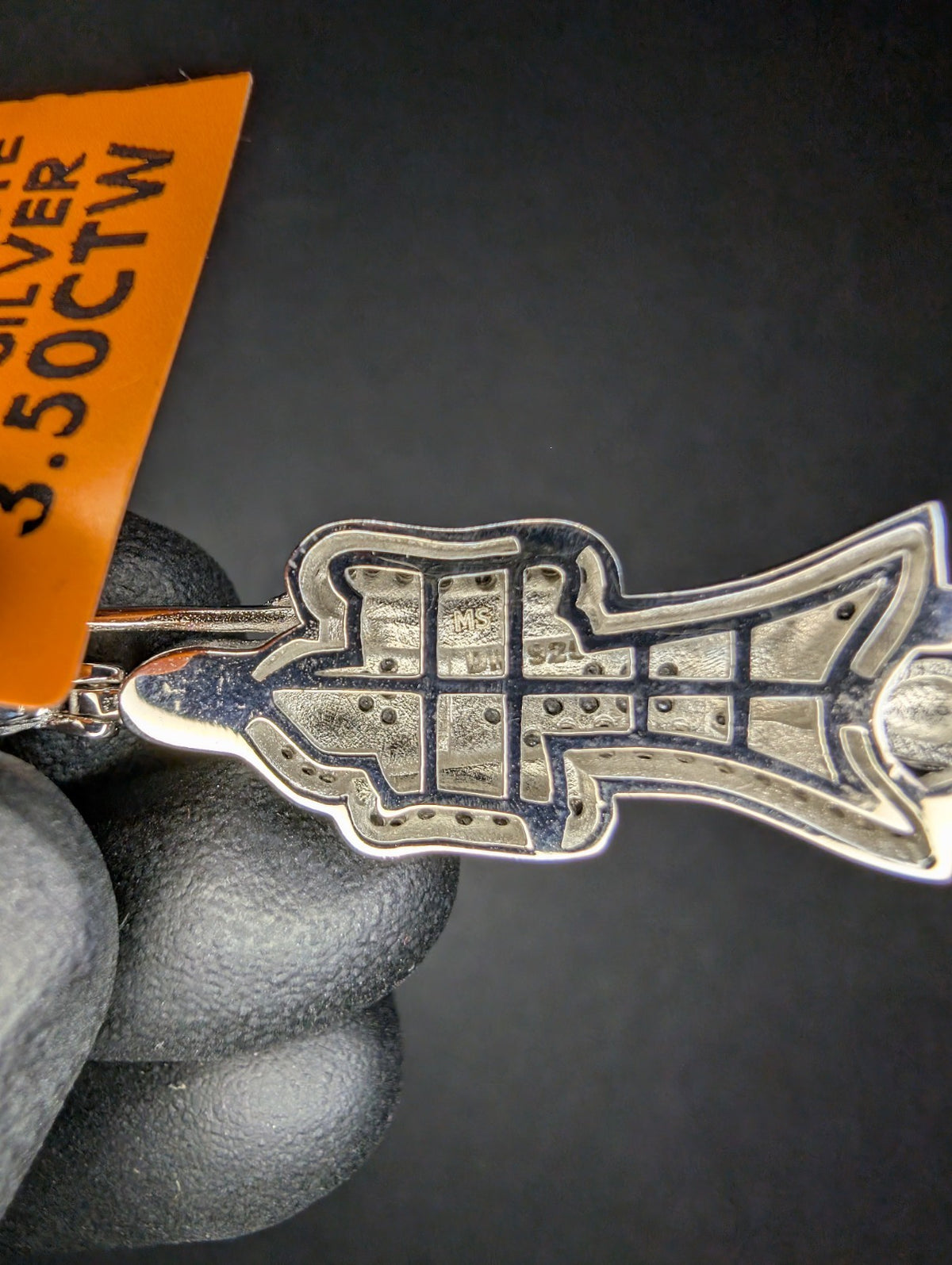 Solid 925 Sterling Silver Black and White Moissanite Santa Muerte Reaper Pendant