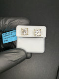 Gold over Solid 925 Silver VVS D 8.0mm Moissanite Asscher Cut Solitaire Studs
