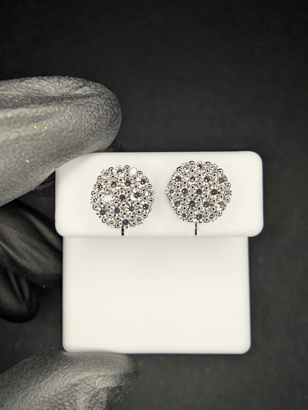 Solid 925 Sterling Silver VVS D Moissanite 9.5mm Hexagon Cluster Studs