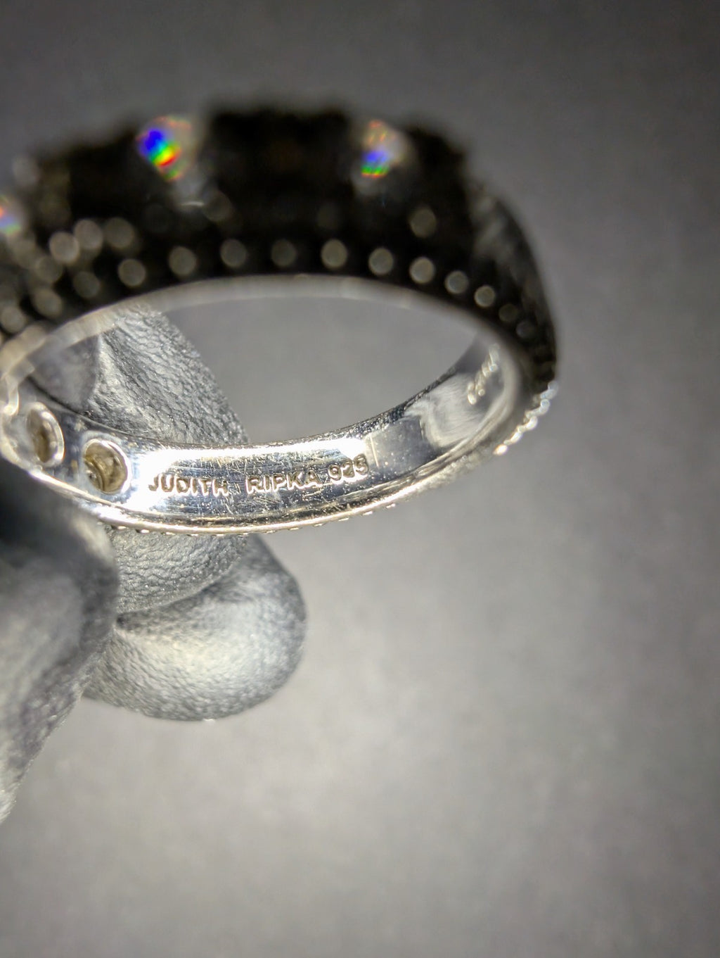 Judith Ripka Solid 925 Sterling Silver CZ Half Eternity Ring Size 5.75