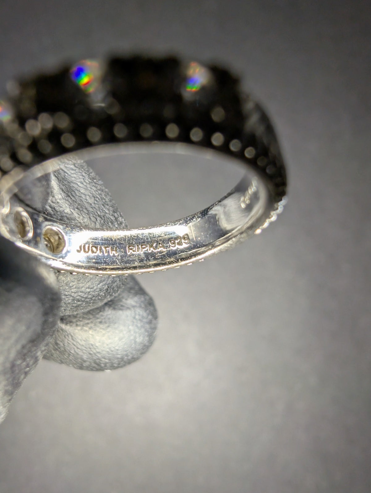 Judith Ripka Solid 925 Sterling Silver CZ Half Eternity Ring Size 5.75