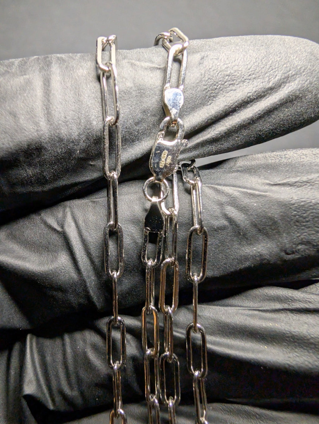 Solid 925 Italian Sterling Silver 18in 3.2mm Paperclip Chain Necklace