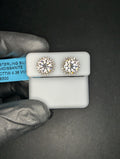 Solid 925 Sterling Silver VVS D Moissanite 11.0mm Halo Stud Earrings 4.36ctw