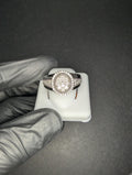 Solid 925 Silver VVS D Round Moissanite Oval Cluster with Halo Ring Size 12