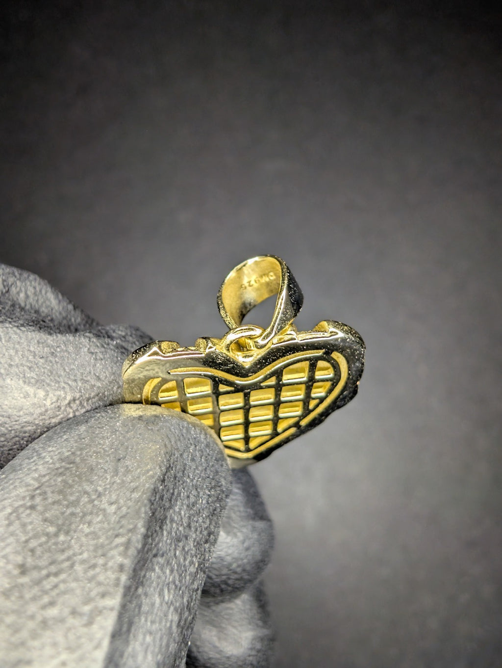 Gold over Solid 925 Sterling Silver Nugget Heart Pendant