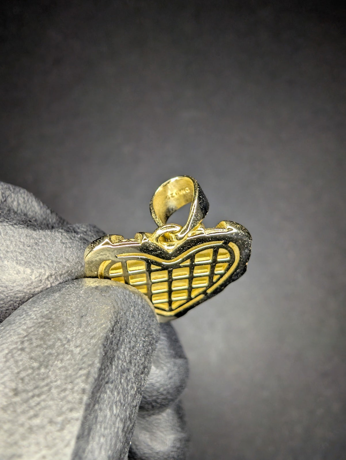 Gold over Solid 925 Sterling Silver Nugget Heart Pendant