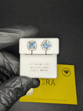 Solid 925 Sterling Silver GRA Certified Sky Blue Moissanite w/ Halo 7.8mm Studs