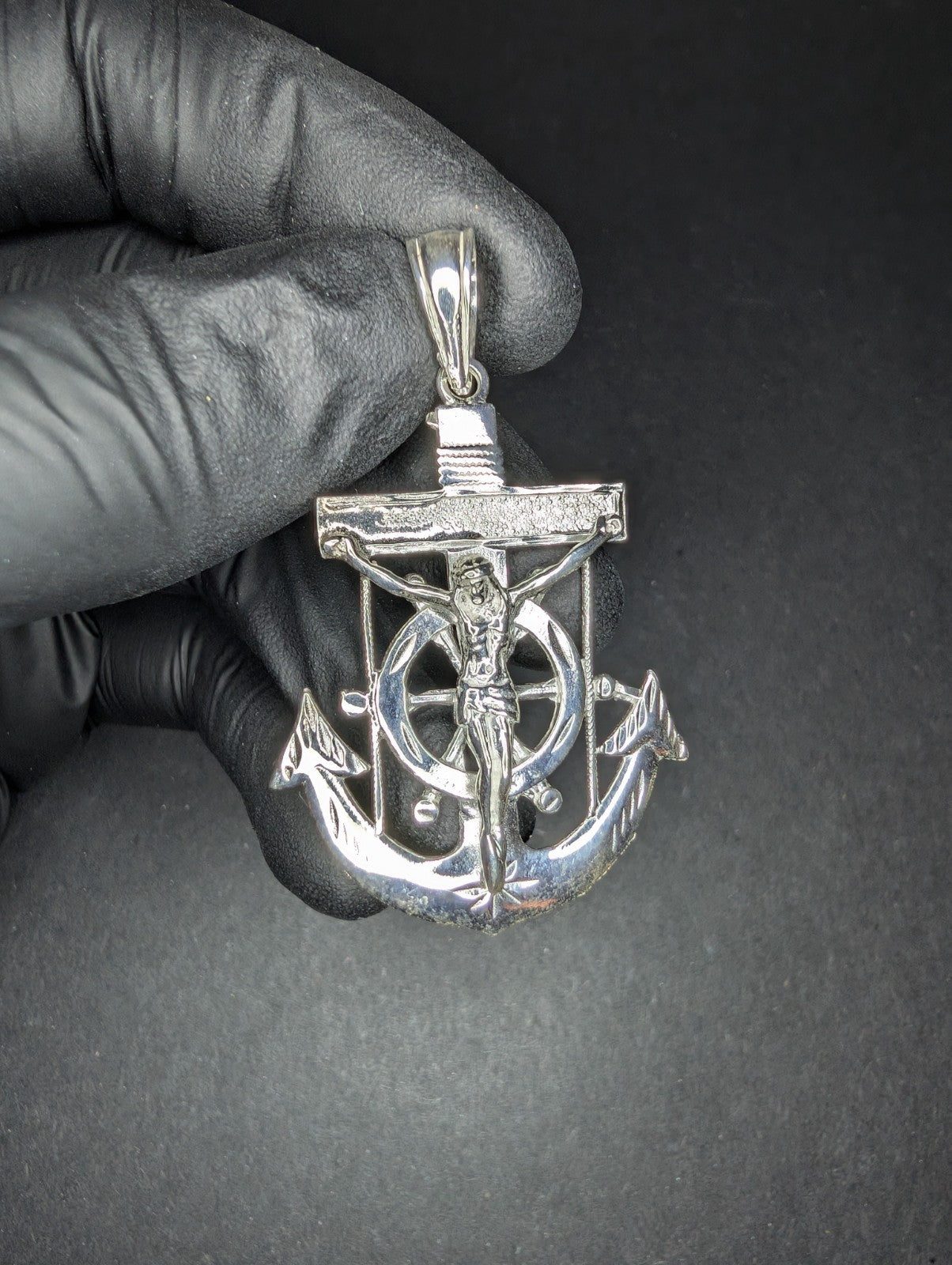 Solid 925 Sterling Silver Mariner's Cross Pendant