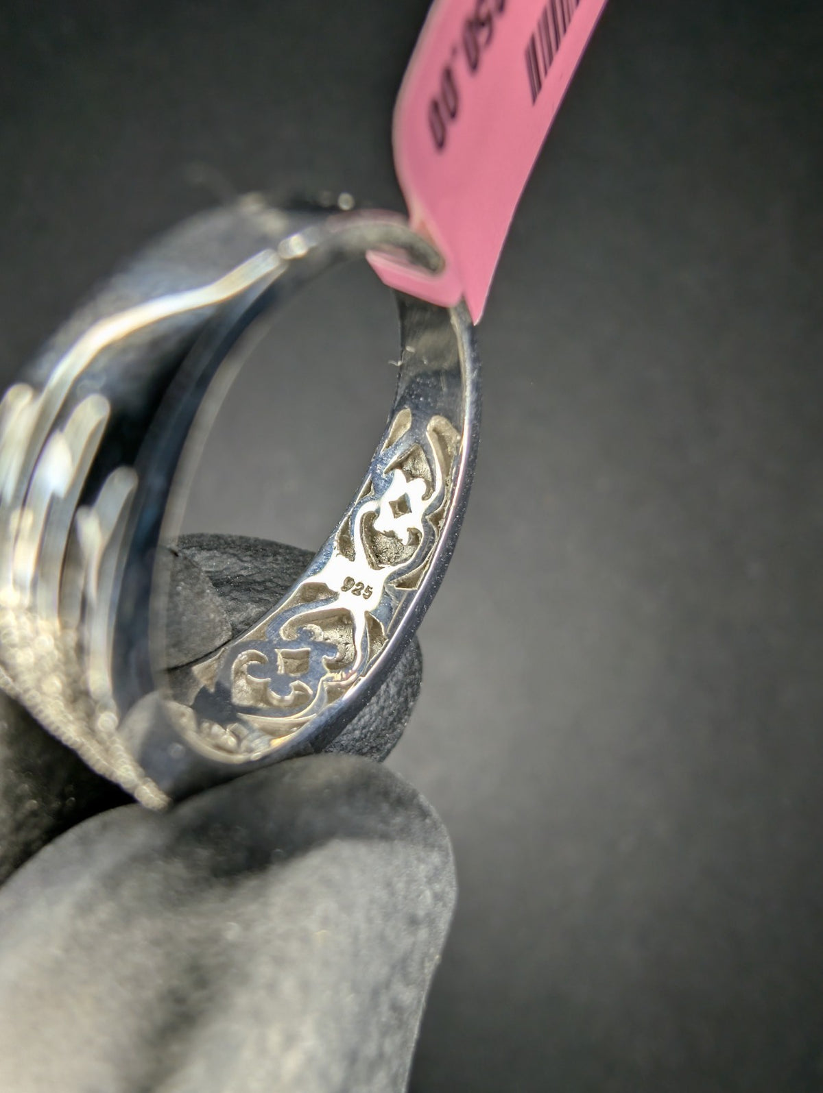 Black Rhodium over Solid 925 Silver Natural Black and White Diamond Ring Size 7