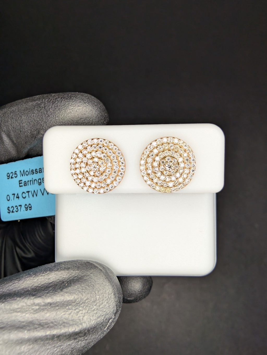 Rose Gold over Solid 925 Silver 11.8mm Iced Out VVS D Moissanite Round Studs