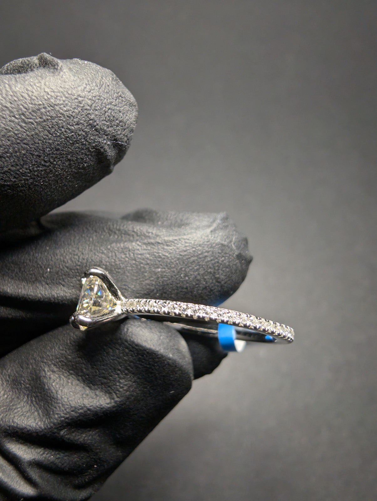 Solid 925 Sterling Silver VVS D Moissanite Solitaire with Eternity Ring Size 7