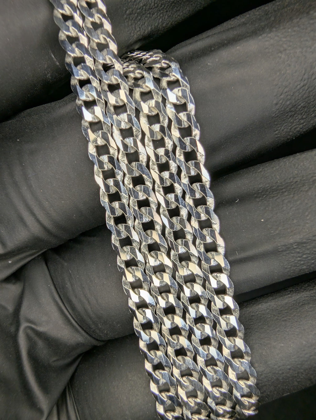 Solid 925 Italian Sterling Silver Flat Cuban Chain 4.1mm 24in Necklace